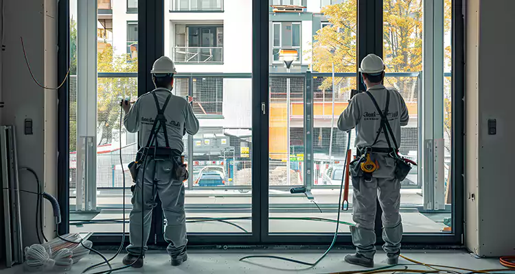 Patio Door Glass Replacement with Built-In Blinds in Southchase, FL